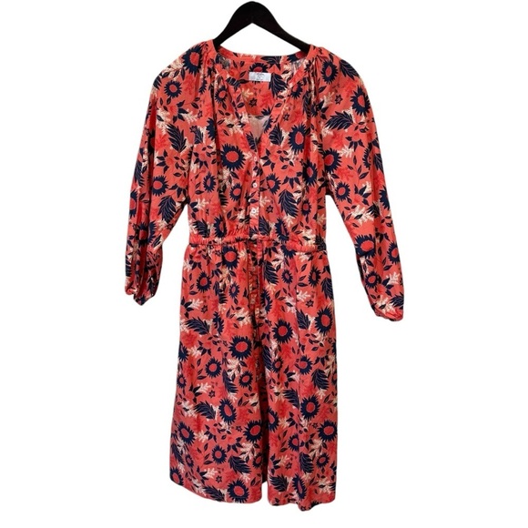 UNTUCKit Women's Orange/Blue Floral Stretch Cotton Farrah Midi‎ Dress Size M - Picture 3 of 12